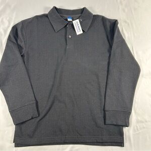 Old Navy Boys Dark Gray Long Sleeve Polo, Large 10-12 NWT